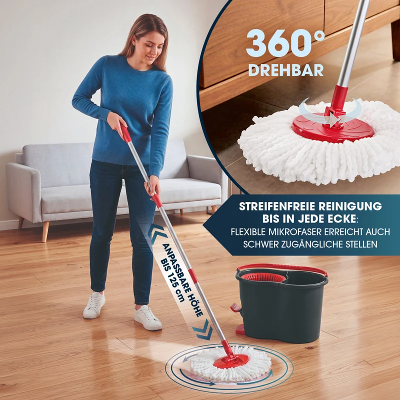 Power-Wischmopp - Zwei-Kammer-Filtersystem - rot/grau