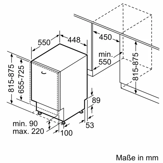 iQ300 Vollintegrierter Geschirrspüler 45 cm SR63EX25KE