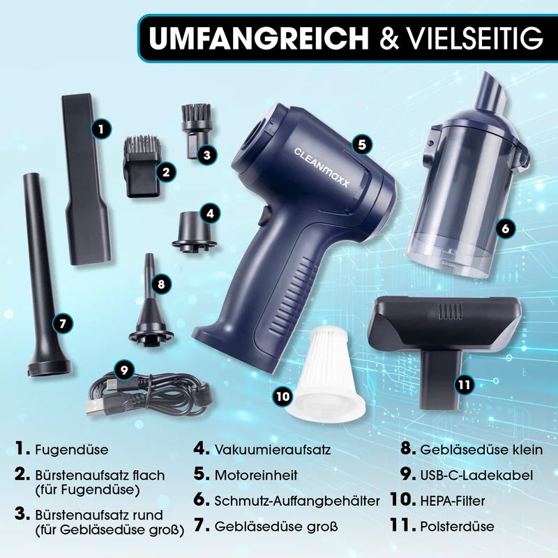 2in1-Akkusauger mit Saug- & Gebläsefunktion