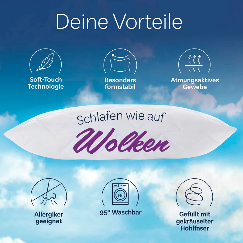 Microfaser Kopfkissen gesteppt - 80 x 80 cm - 2er-Set
