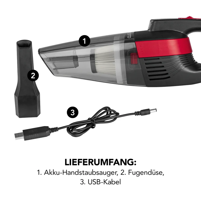 Akku-Handstaubsauger - grau/rot