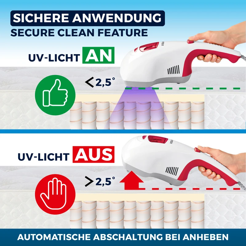 Milbensauger Vibration + 2 EPA-Filter - Weiß/Rot