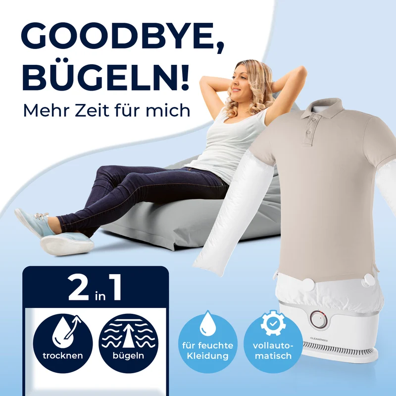 Hemdenbügler PRO mit Hosenaufsatz - Weiß/Silber