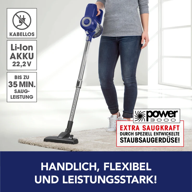 Akku-Zyklon-Staubsauger - blau/silber