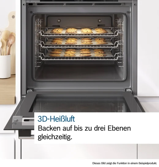 Serie 4 Einbau-Backofen mit Dampfunterstützung 60 x 60 cm Schwarz HRG532BB3