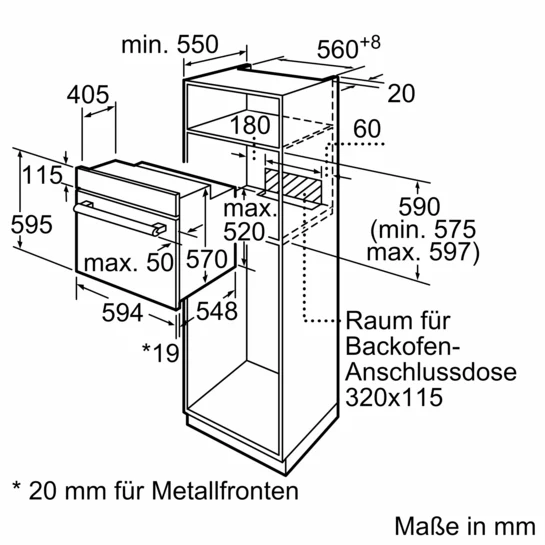 Serie 2 Einbau-Backofen 60 x 60 cm Edelstahl HBF133BR0