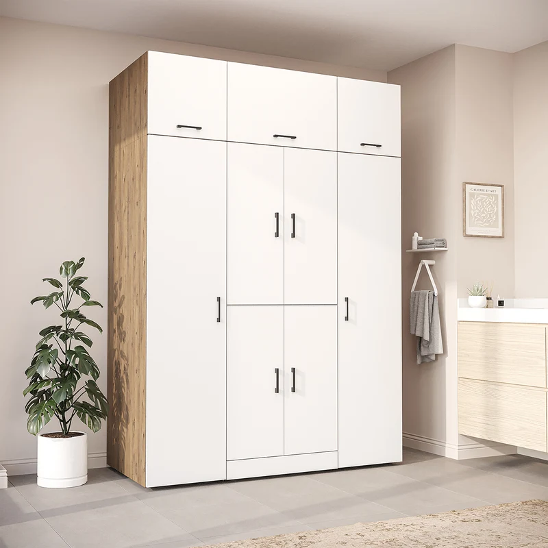 Roomart Waschmaschinenschrank DORA-I, 160 cm breit, für Waschmaschine und Trockner mit 2 Hochschränken, in 5 Farben