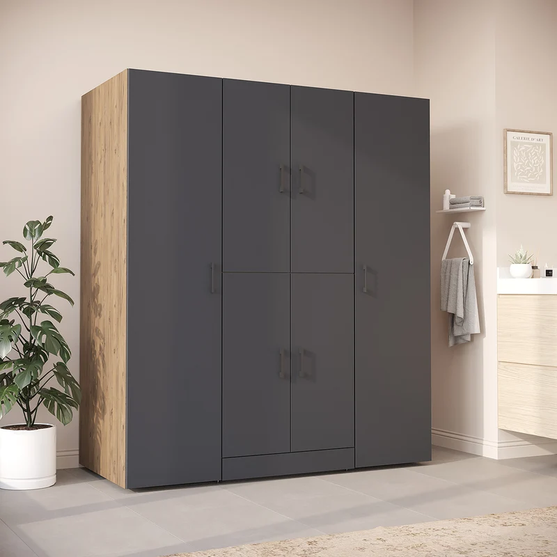 Roomart Waschmaschinenschrank DORA-I, 160 cm breit, für Waschmaschine und Trockner mit 2 Hochschränken, in 5 Farben