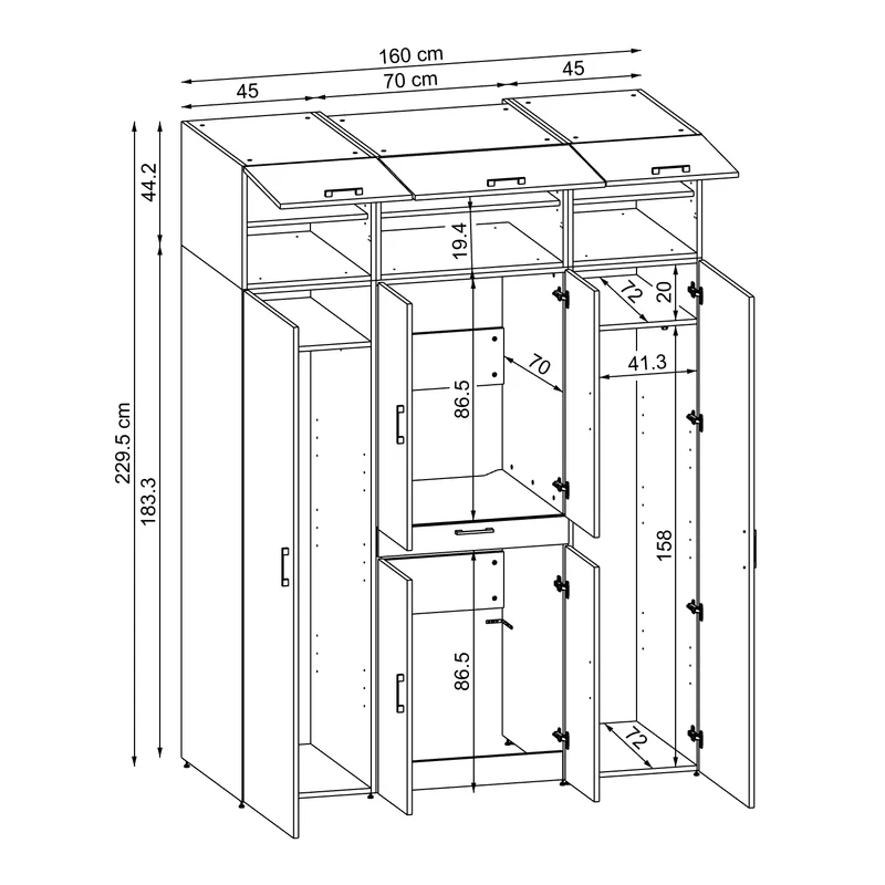 Roomart Waschmaschinenschrank DORA-I, 160 cm breit, für Waschmaschine und Trockner mit 2 Hochschränken, in 5 Farben