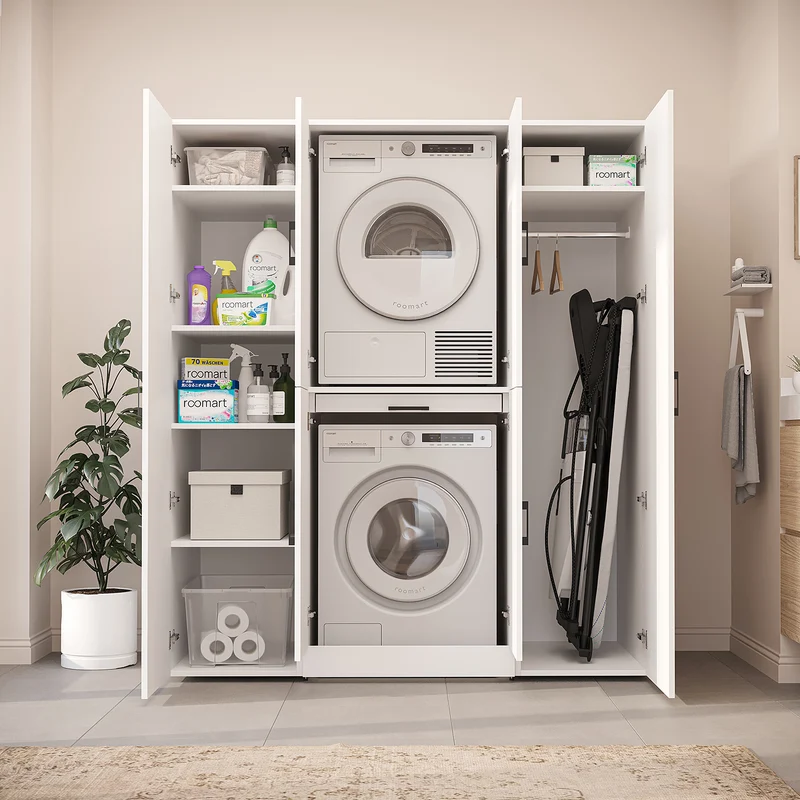 Roomart Waschmaschinenschrank DORA-I, 160 cm breit, für Waschmaschine und Trockner mit 2 Hochschränken, in 5 Farben