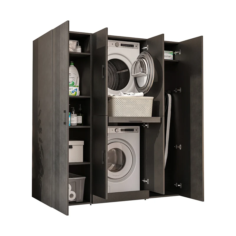 Roomart Waschmaschinenschrank DORA-I, 160 cm breit, für Waschmaschine und Trockner mit 2 Hochschränken, in 5 Farben