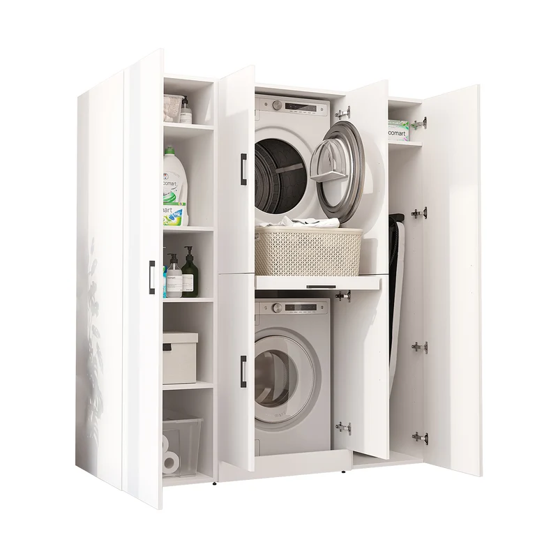 Roomart Waschmaschinenschrank DORA-I, 160 cm breit, für Waschmaschine und Trockner mit 2 Hochschränken, in 5 Farben
