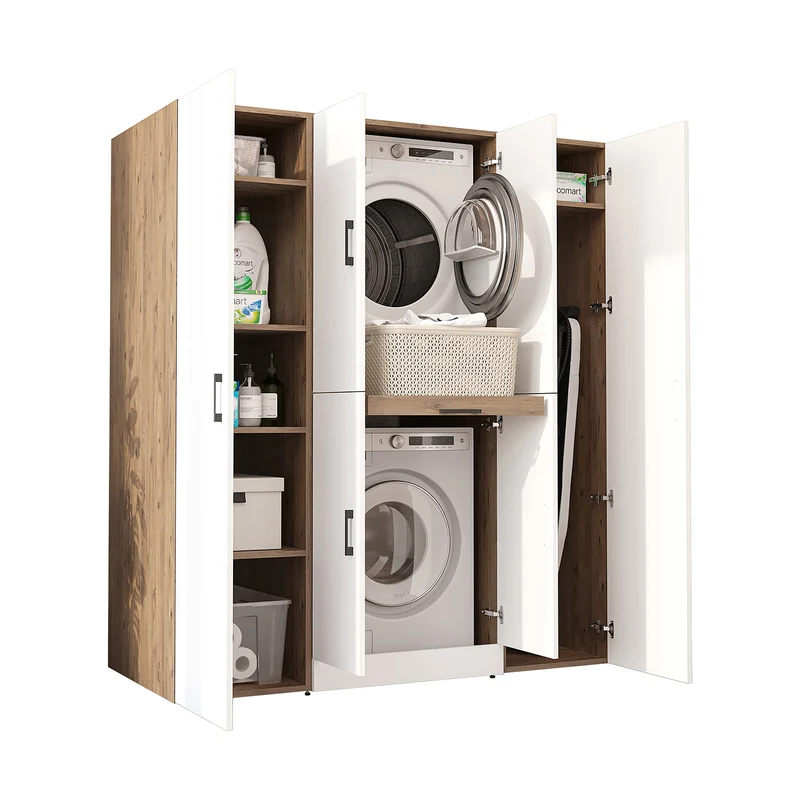 Roomart Waschmaschinenschrank DORA-I, 160 cm breit, für Waschmaschine und Trockner mit 2 Hochschränken, in 5 Farben