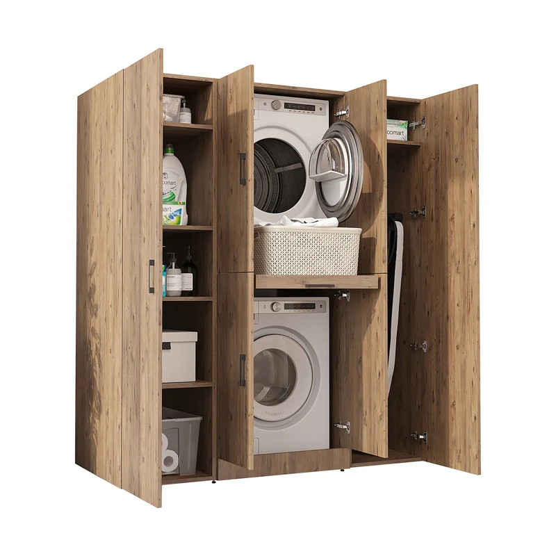 Roomart Waschmaschinenschrank DORA-I, 160 cm breit, für Waschmaschine und Trockner mit 2 Hochschränken, in 5 Farben