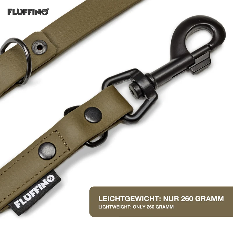 BioThane Hundeleine - 3-Fach verstellbar - 220 cm - Oliv