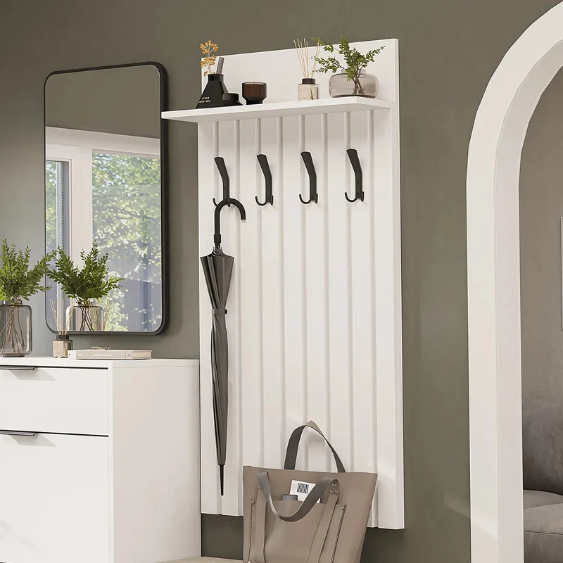 Roomart Garderobenpaneel NORD, 130 cm, mit 4 Doppelhaken und Hutablage, in 2 Farben