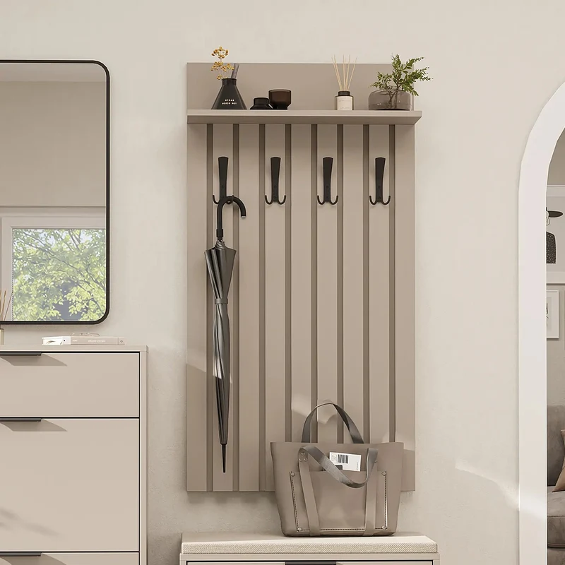 Roomart Garderobenpaneel NORD, 130 cm, mit 4 Doppelhaken und Hutablage, in 2 Farben
