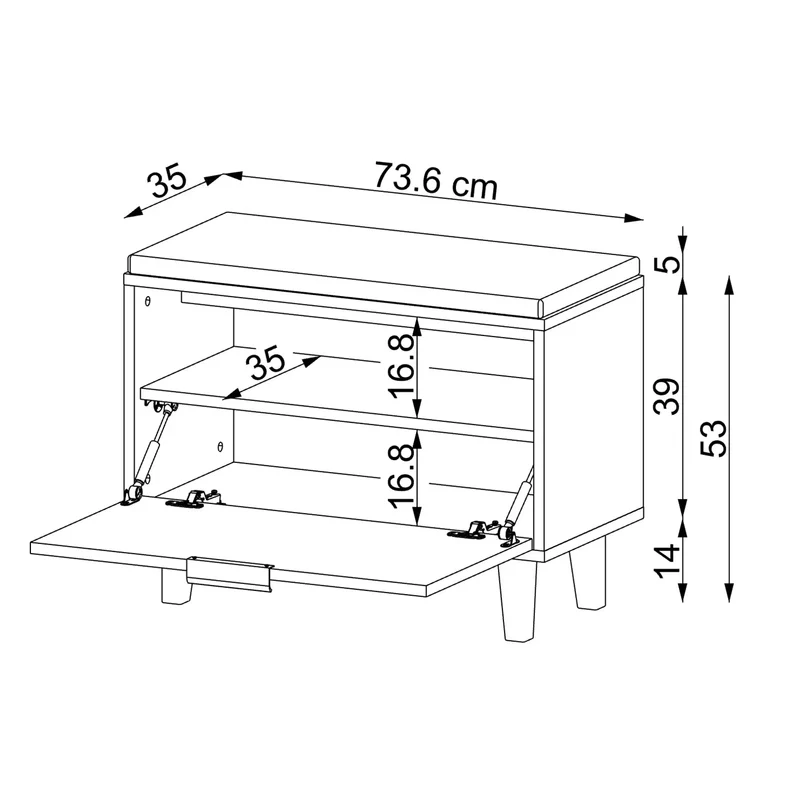 Roomart Sitzbank NORD mit Schuhklappe und Sitzkissen, 73,6 cm, in 2 Farben