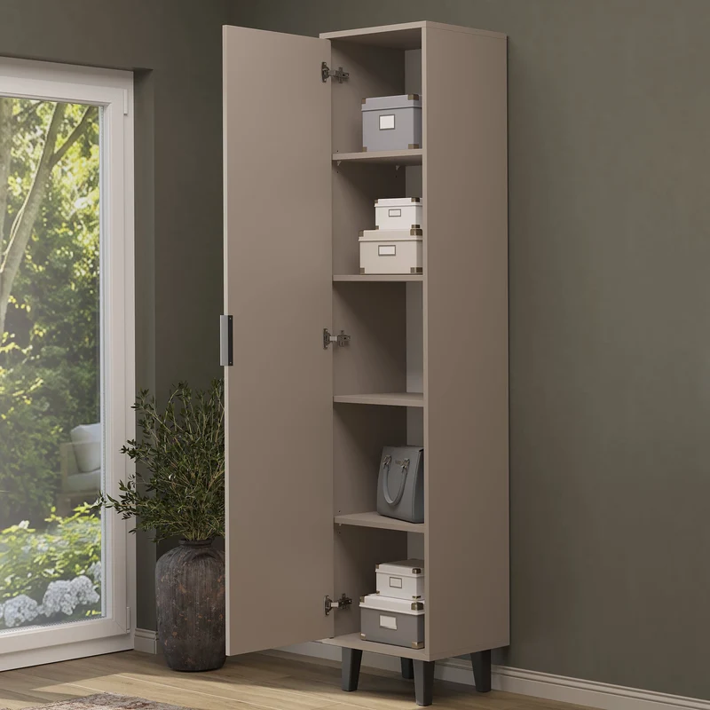 Roomart Hochschrank NORD, 199 cm, mit Tür und 5 Fächern, in 2 Farben