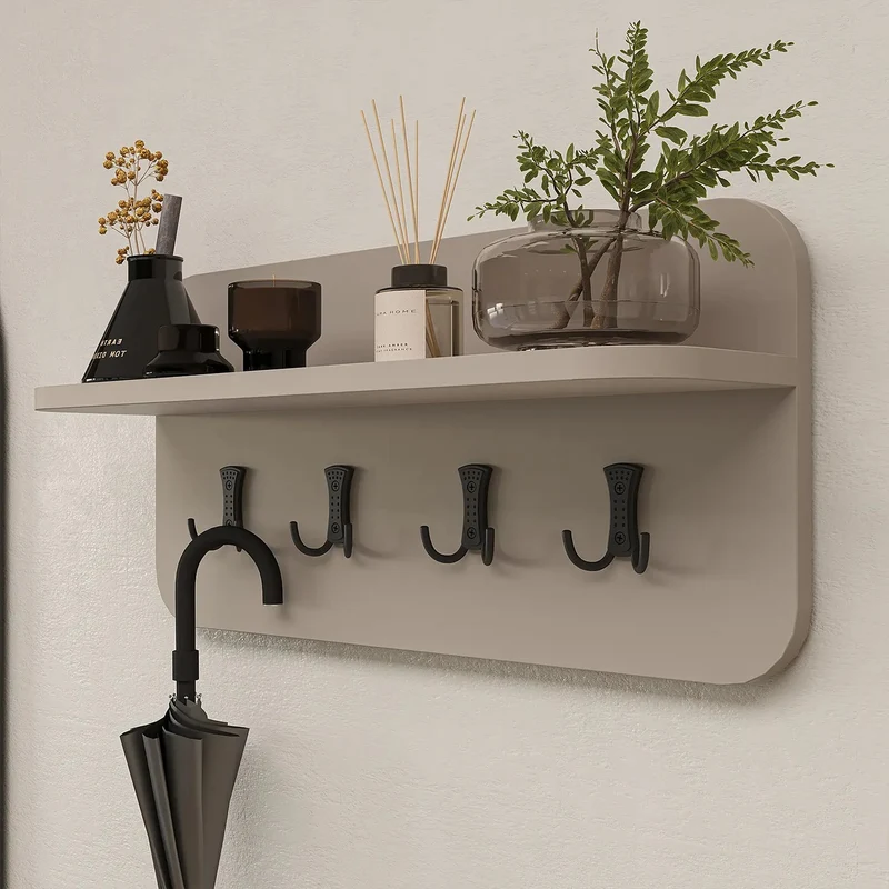 Roomart 4-teiliges Garderobenset LENA, mit Schuhschrank, Sitzbank, Wandgarderobe und rundem Spiegel, in 2 Farben