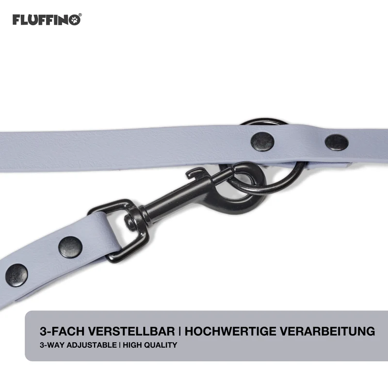 BioThane Hundeleine - 3-Fach verstellbar - 220 cm - Grau