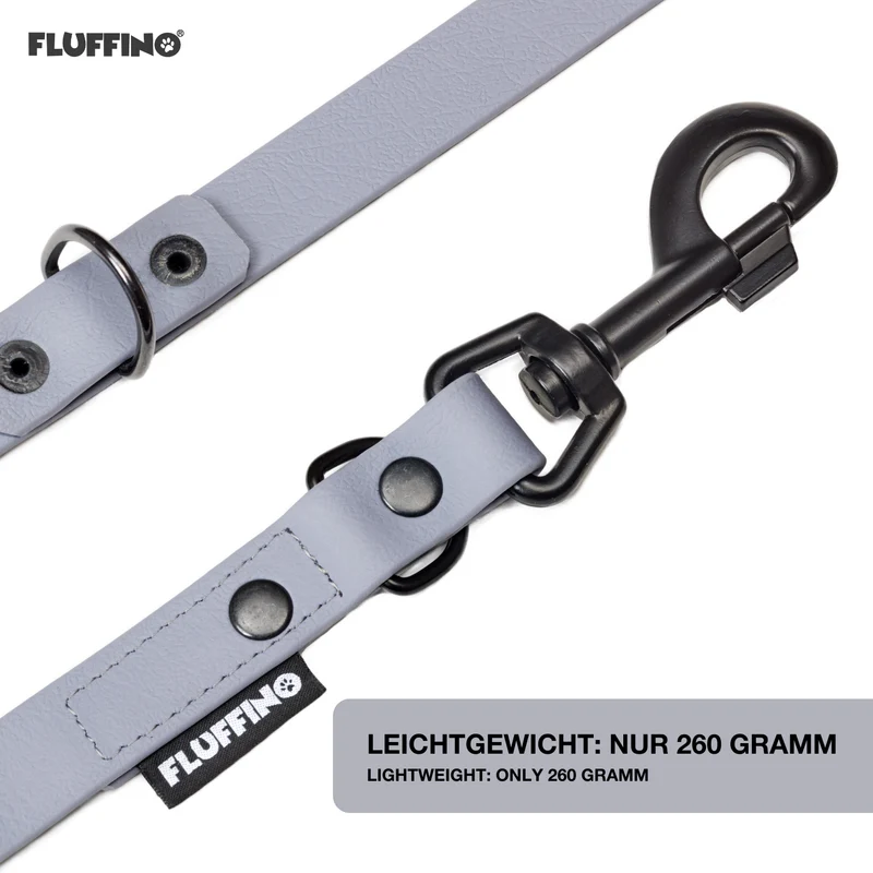 BioThane Hundeleine - 3-Fach verstellbar - 220 cm - Grau