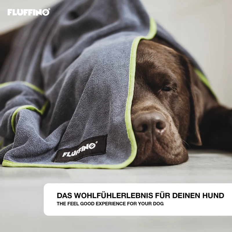 Hundehandtuch Mikrofaser – 2er-Pack - 120 x 70 cm - Grau & Grün