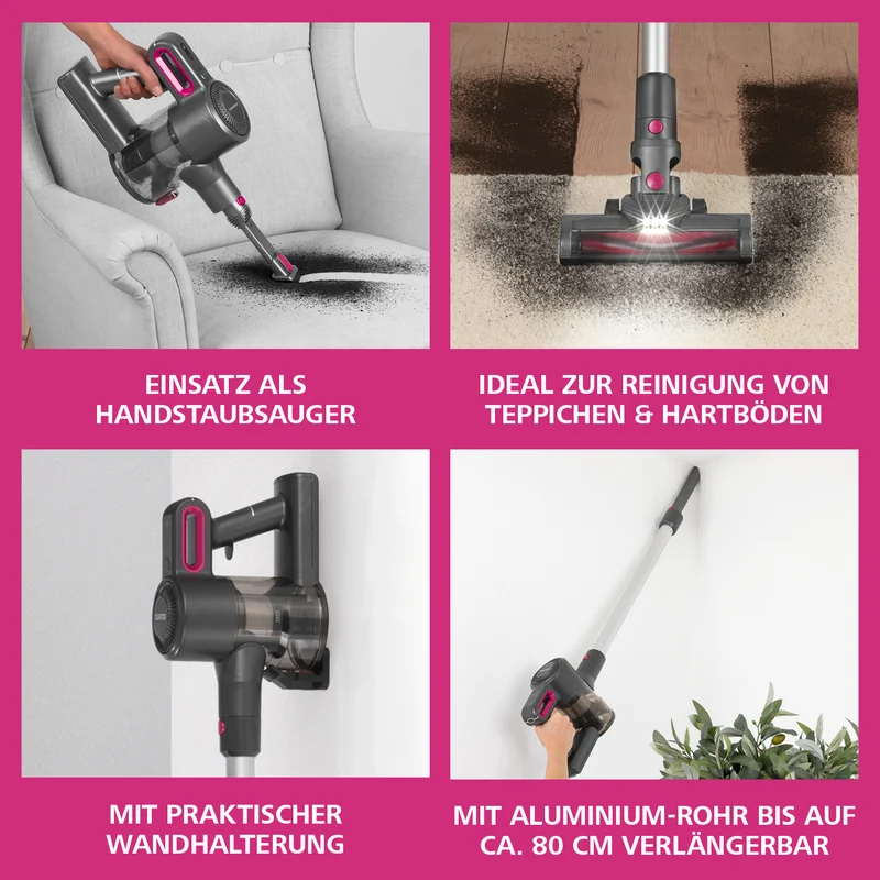 Akku-Zyklon-Staubsauger - anthrazit/pink
