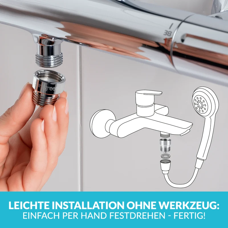Wassersparer für die Dusche - Spart bis zu 50 % Wasser - chromfarben