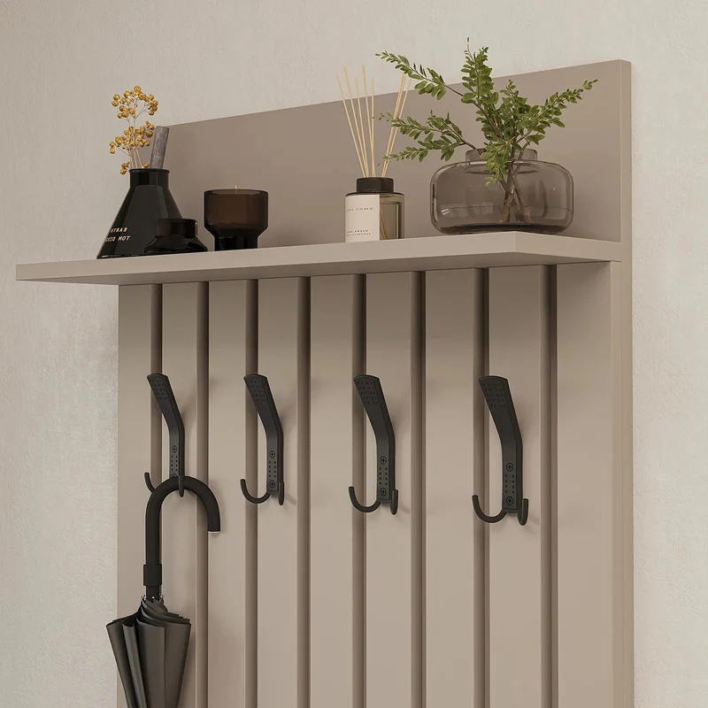 Roomart 4-teiliges Garderobenset NORD, mit Schuhschrank, Sitzbank mit Schuhklappe, Garderobenpaneel 130 cm und Spiegel, in 2 Farben