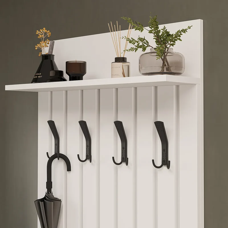 Roomart 4-teiliges Garderobenset NORD, mit Schuhschrank, Sitzbank, Garderobenpaneel 130 cm und Spiegel, in 2 Farben