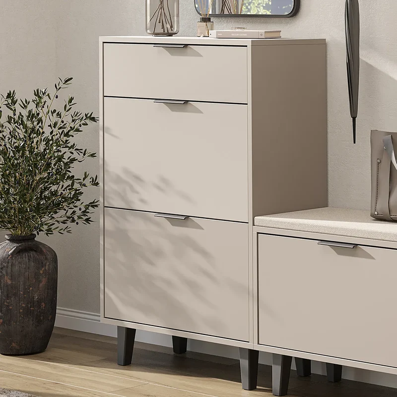 Roomart Schuhschrank NORD, 112 cm, mit 2 Schuhklappen und Schublade, in 2 Farben