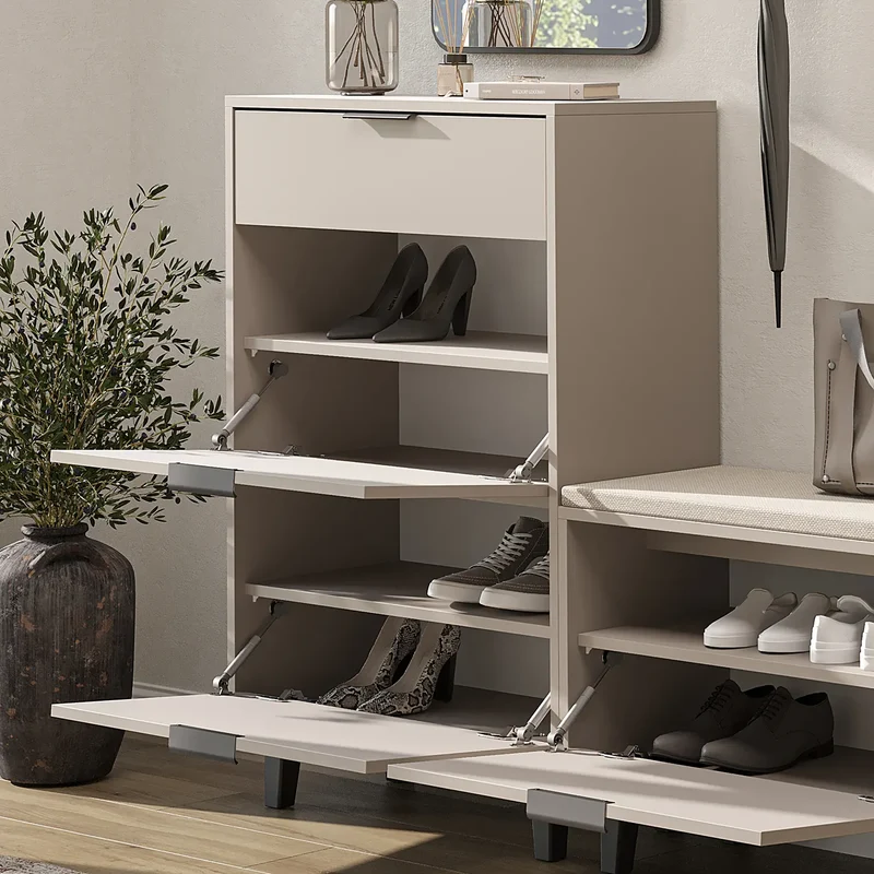Roomart Schuhschrank NORD, 112 cm, mit 2 Schuhklappen und Schublade, in 2 Farben