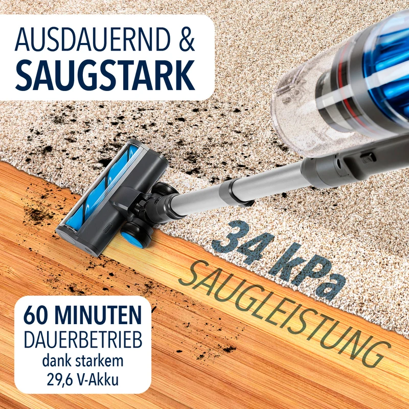 AeroTech 500 Staubsauger mit Absaugstation – Grau-Silber