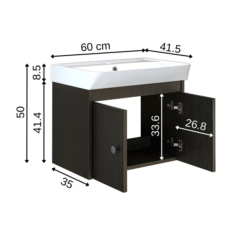 Roomart Badmöbel-Set ADA, 60 cm, mit Keramik-Waschbecken, in 6 Farben
