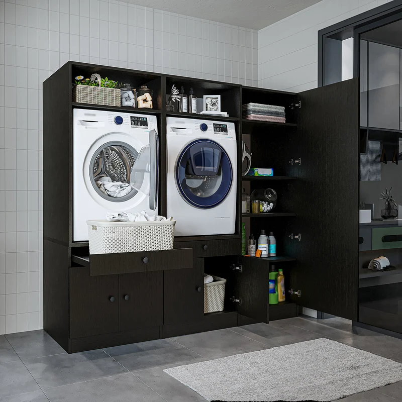 Roomart Waschmaschinenschrank SERIE 1 für 2 Maschinen mit Hochschrank, 194 cm, in 3 Farben