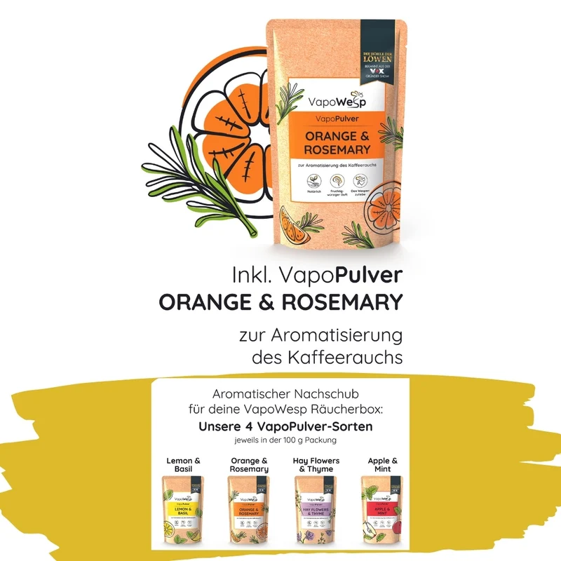 Räucherbox inkl. Pulver Orange & Rosemary (50 g)