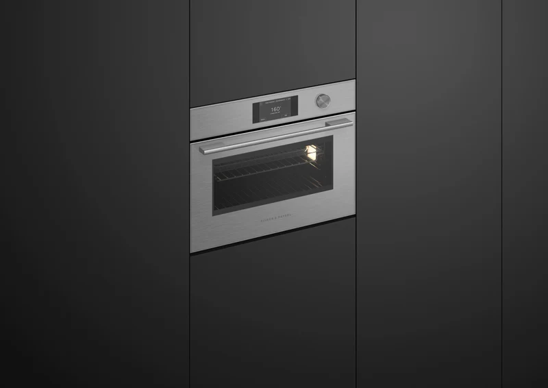 Fisher & Paykel 60cm Series 7 Contemporary Compact Combi-Microwave Oven, Brushed Silver Glass