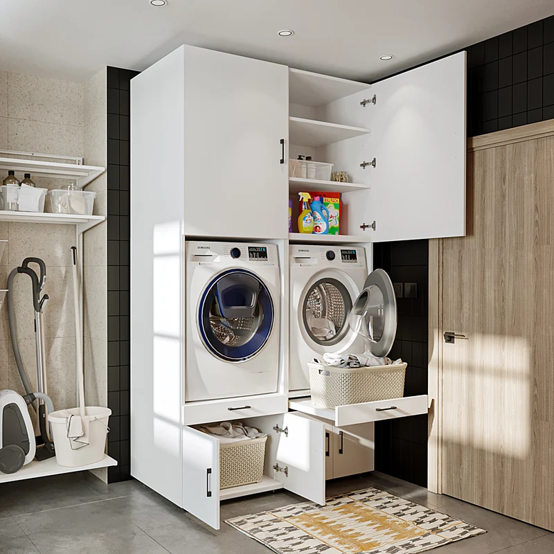 Roomart Waschmaschinenschrank SERIE 3, 134 cm, mit 2 Ausziehbrettern, in 3 Farben