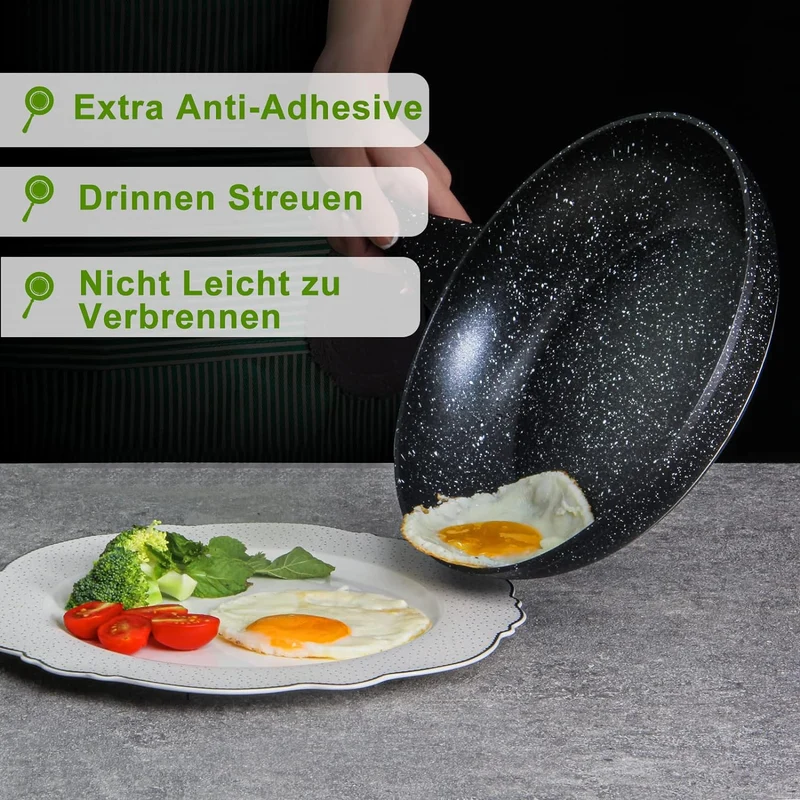 Scheffler Pfanne 20cm 24cm 28cm Bratpfanne,Pfanne induktion,beschichtete Pfanne mit Antihaft-Beschichtung,geeignet für alle Herdarten