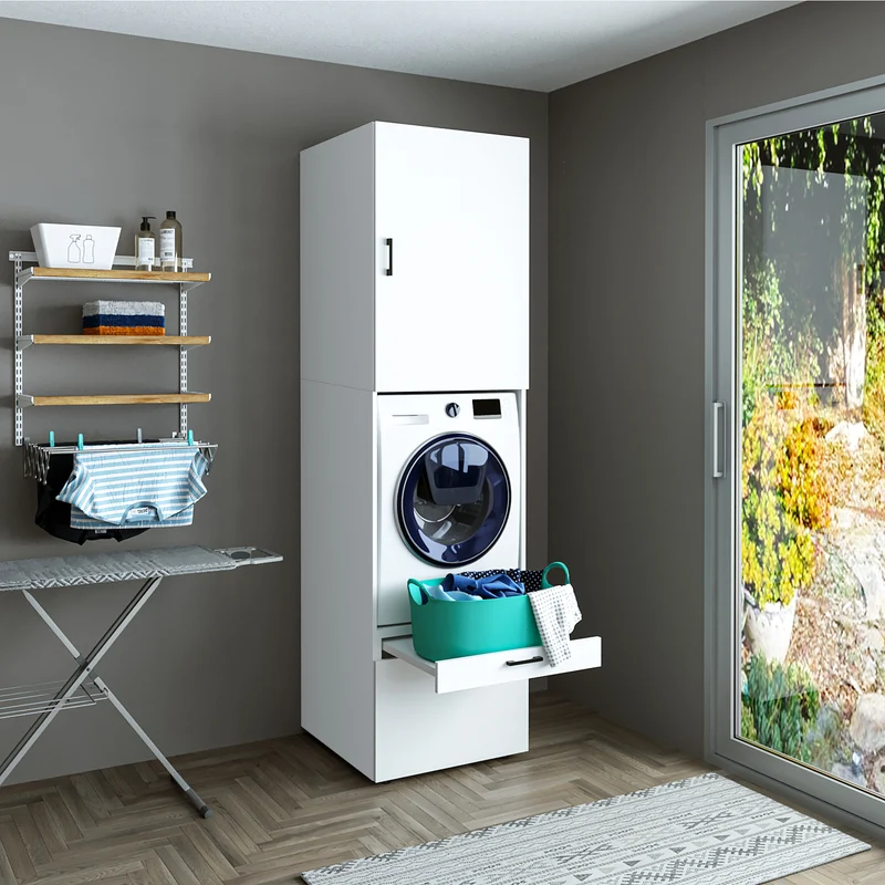 Roomart Waschmaschinenschrank SERIE 2, 67 cm, mit Ausziehbrett und Aufsatz, in 3 Farben
