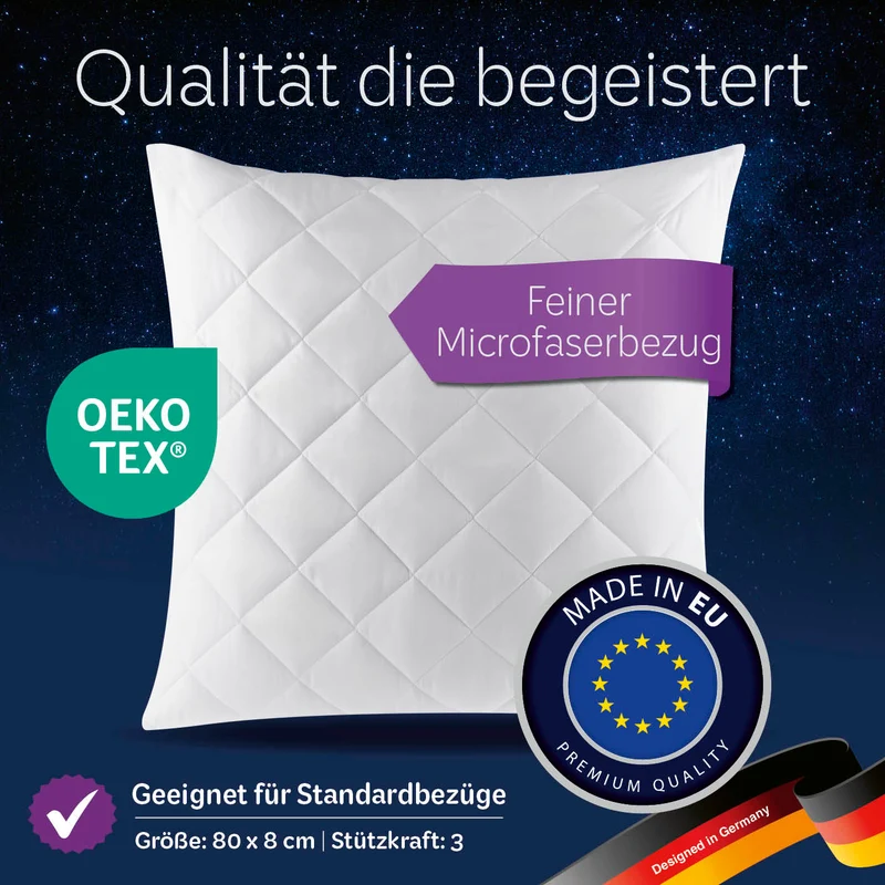 Microfaser Kopfkissen gesteppt - 80 x 80 cm