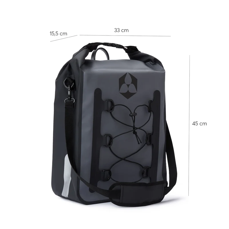 Fahrrad Gepäck Tasche wasserfest - Gepäckträger Packtasche - 23L - Grau