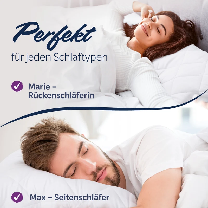 Microfaser Kopfkissen - Gesteppt - 40 x 80 cm - Weiß