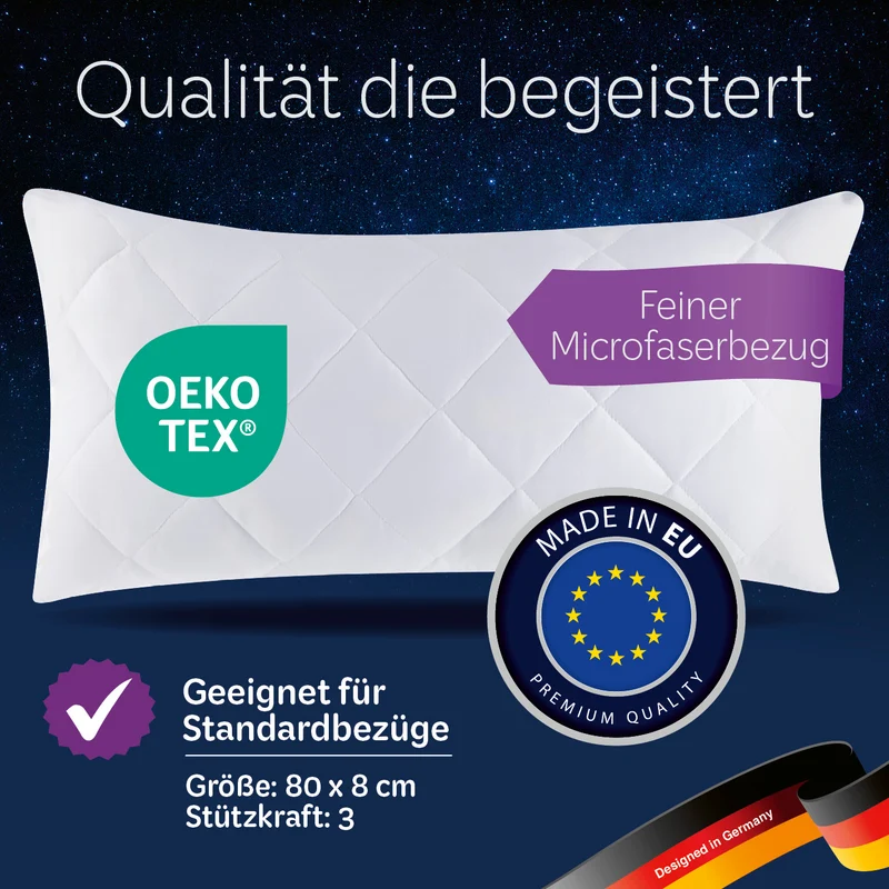 Microfaser Kopfkissen - Gesteppt - 40 x 80 cm - Weiß