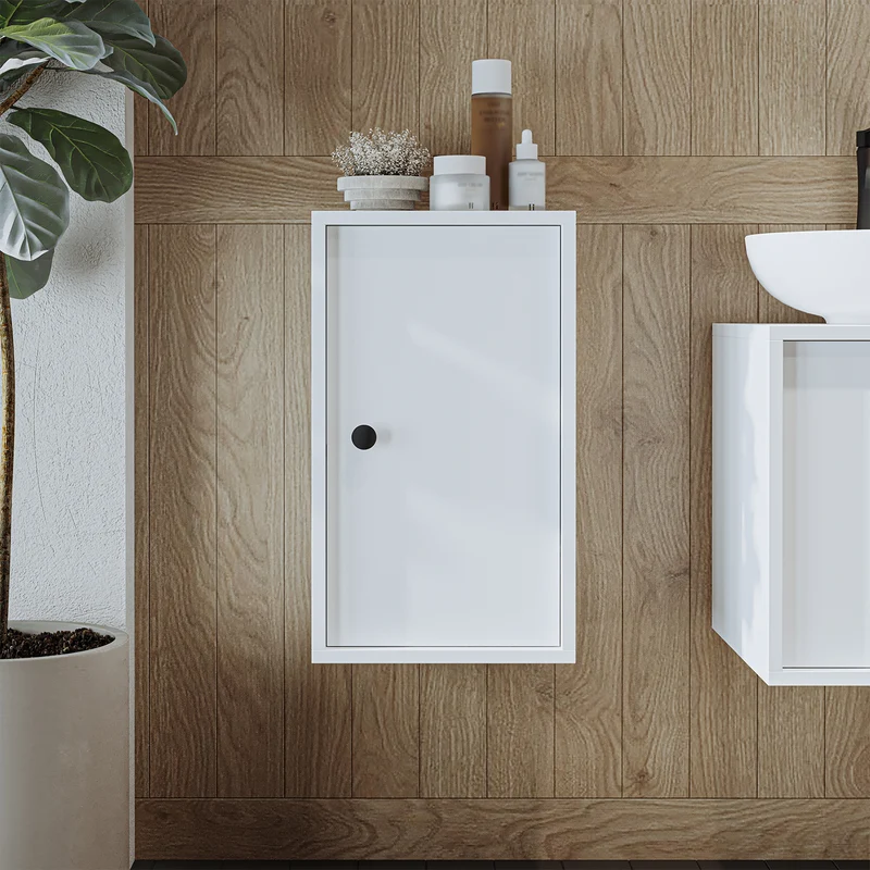 Roomart 4-teiliges Badmöbel-Set GUSTO, 120 cm, mit ovalem Waschbecken und Hochschrank, in 2 Farben