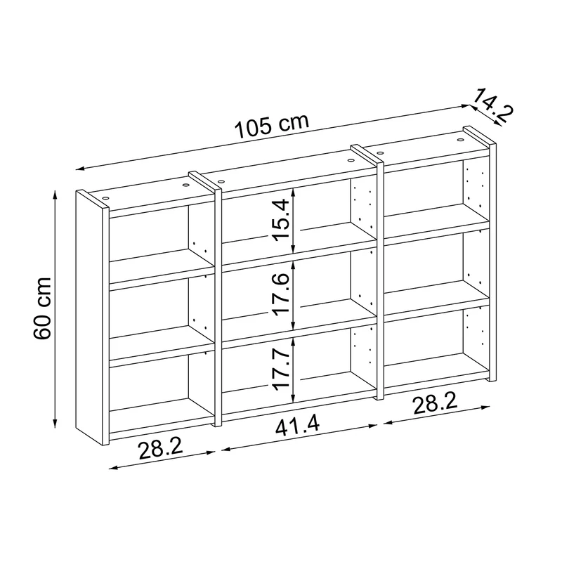 Roomart Badmöbel-Set GUSTO-ATL 105 cm, 4-teilig mit Keramik-Waschbecken und Spiegelschrank