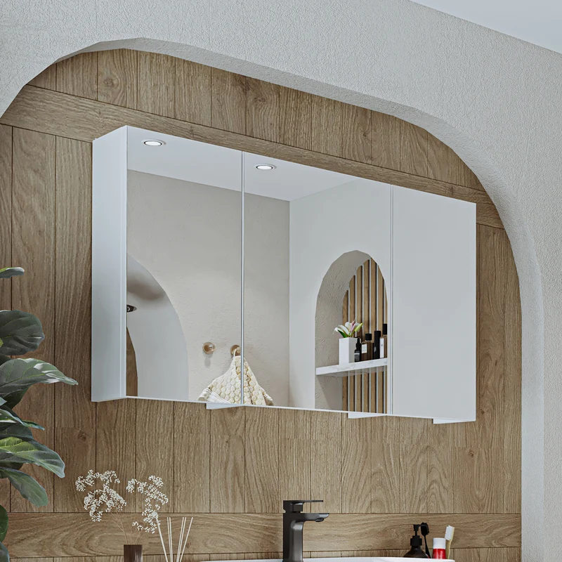 Roomart Badmöbel-Set GUSTO 105 cm, 4-teilig mit Keramik-Waschbecken und Spiegelschrank in 2 Farben