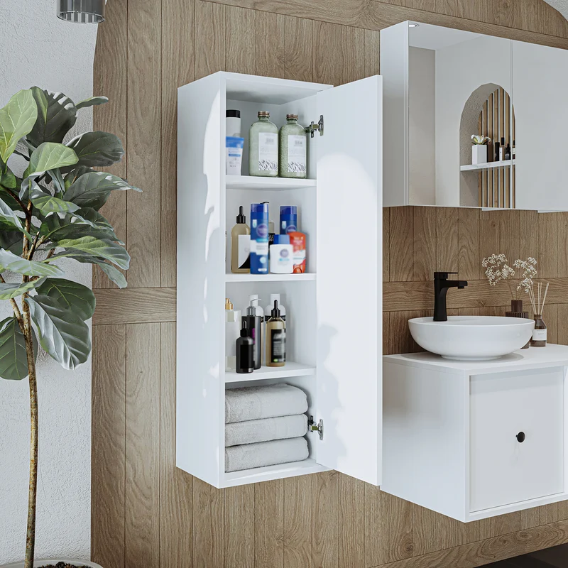 Roomart Badmöbel-Set GUSTO 105 cm, 4-teilig mit Keramik-Waschbecken und Spiegelschrank in 2 Farben