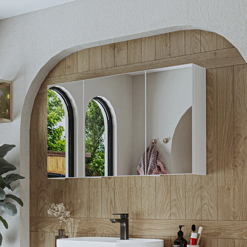 Roomart Badmöbel-Set GUSTO 105 cm, 4-teilig mit Keramik-Waschbecken und Spiegelschrank in 2 Farben